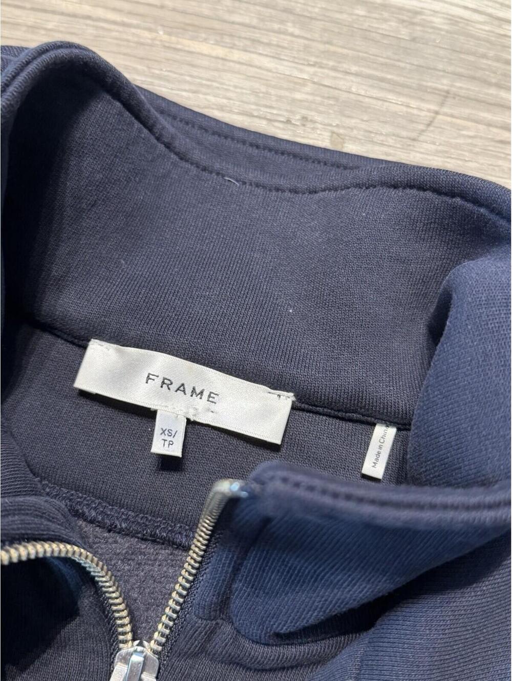 Frame Double Zip Sweatshirt Sz XS Navy Blue - Picture 3 of 6